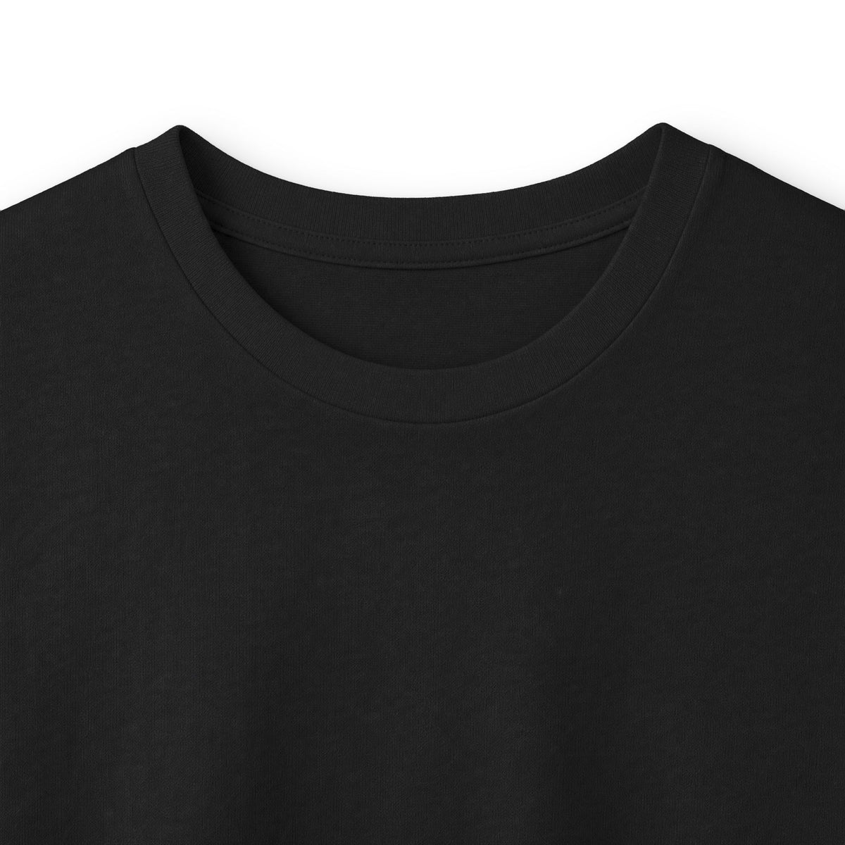 Close-up of the collar and fabric on the Black Paddle Portage Long Sleeve Tee