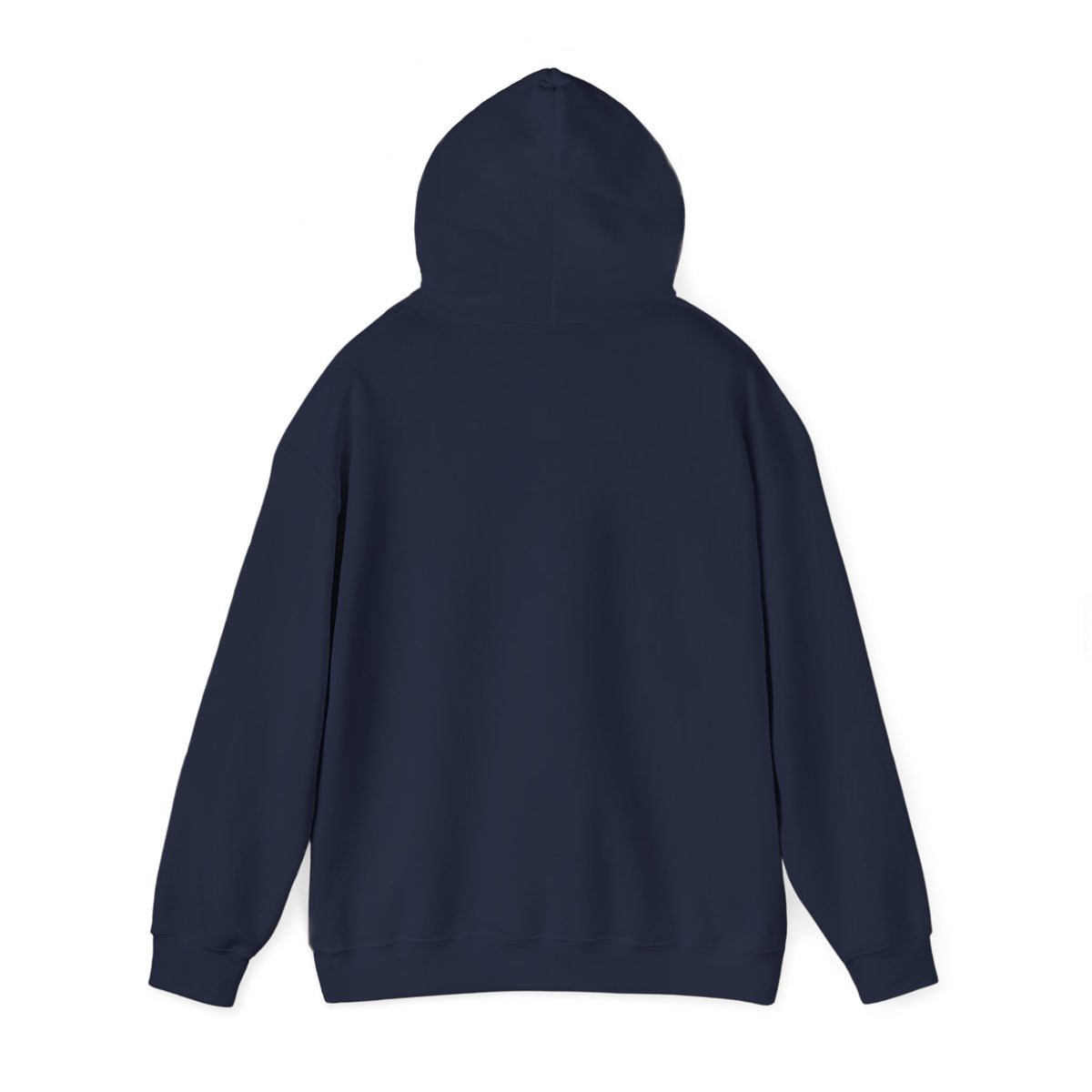 Back of the Navy Home Is Where I Park It Hoodie with the hood up