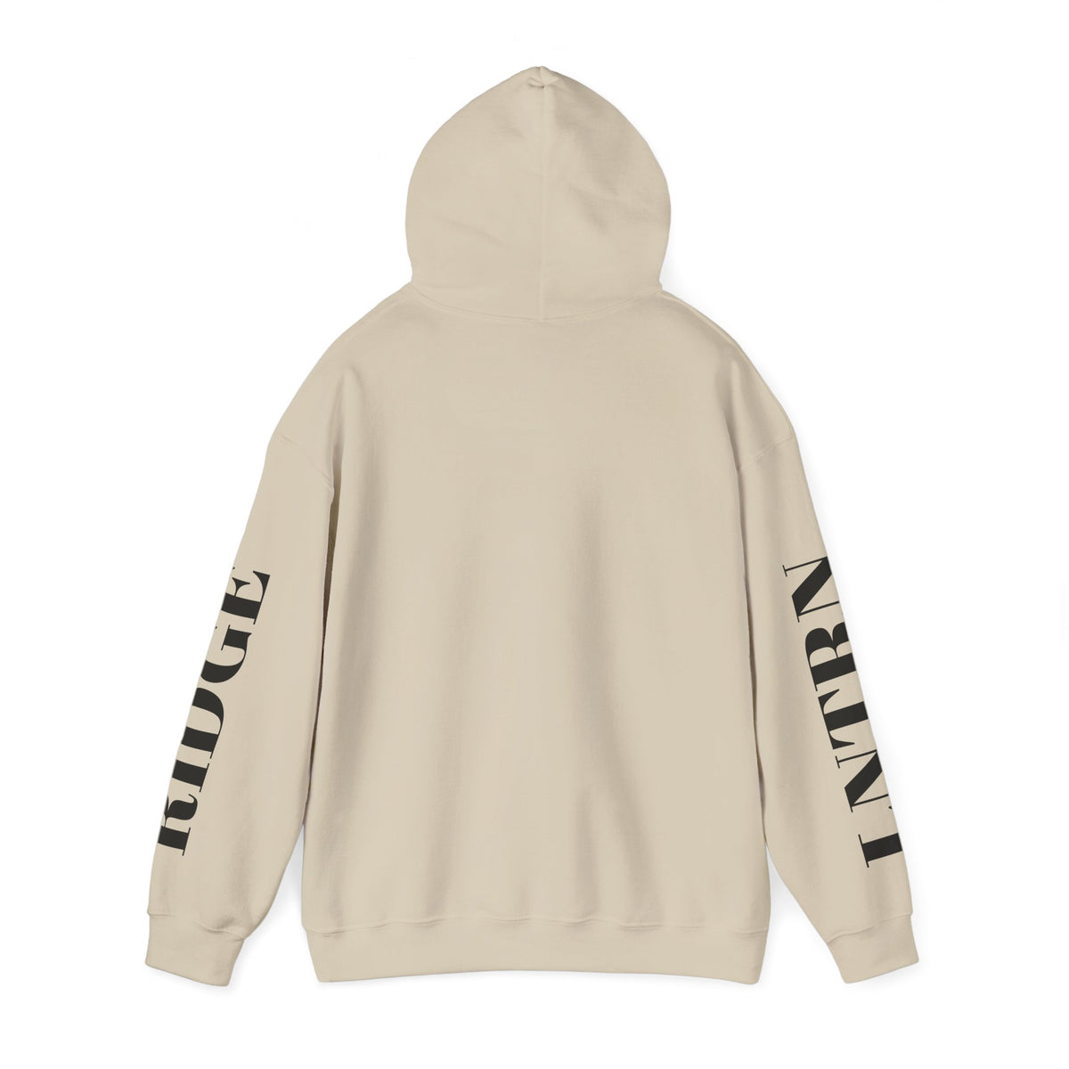 Back of the Sand Mountain Lake Hoodie with the hood up