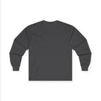 Back of the Dark Heather Paddle Portage Long Sleeve Tee