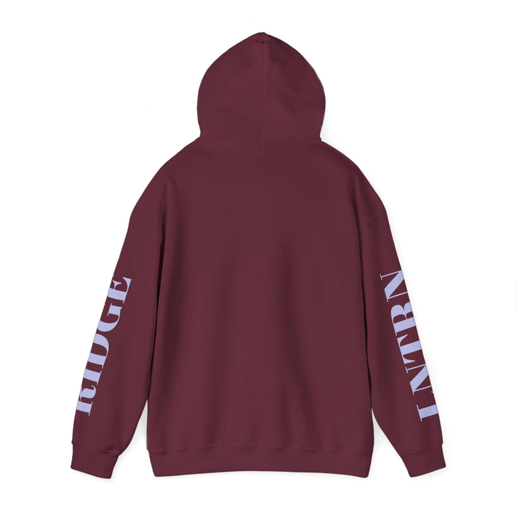 Back of the Maroon Mountain Lake Hoodie with the hood up