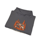 Charcoal Home Is Where I Park It Hoodie folded to show the camper van graphic