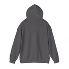 Back of the Charcoal Home Is Where I Park It Hoodie with the hood up