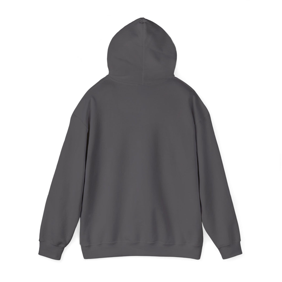 Back of the Charcoal Home Is Where I Park It Hoodie with the hood up