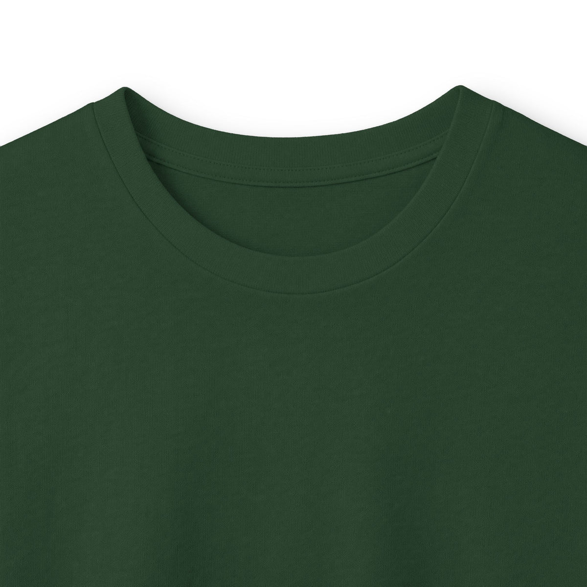 Close-up of the collar and fabric on the Forest Green Paddle Portage Long Sleeve Tee