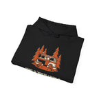 Black Home Is Where I Park It Hoodie folded to show the camper van graphic