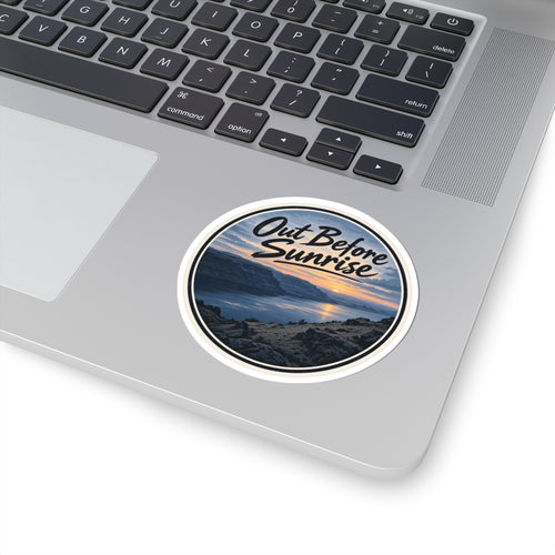 Out Before Sunrise sticker on a laptop