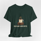 Forest Cold Camp, Good Coffee Tee laid flat