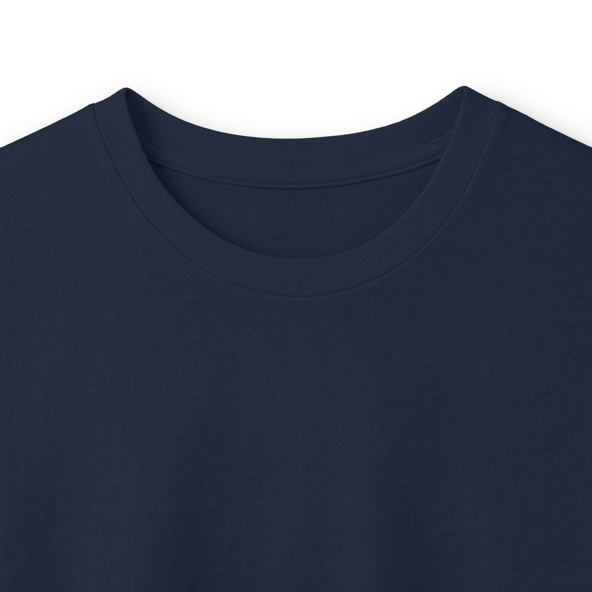 Close-up of the collar and fabric on the Navy Paddle Portage Long Sleeve Tee