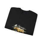 Black North Woods Moose Crewneck folded to show the moose graphic